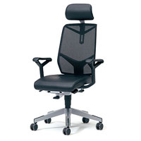 giroflex チェア ジロフレックス68 ハイバックメッシュ 本革張りシート ヘッドレスト肘付き 68-7619RL