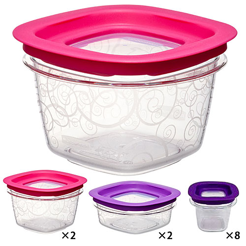 ラバーメイド プレミア ピンク&パープル(プラスチック保存容器 ストッカー)12個セット 7J12JSETPP
