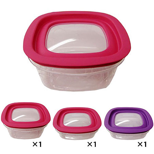 ラバーメイド プレミア ピンク&パープル(プラスチック保存容器 ストッカー)3個セット 7J13JSETPP