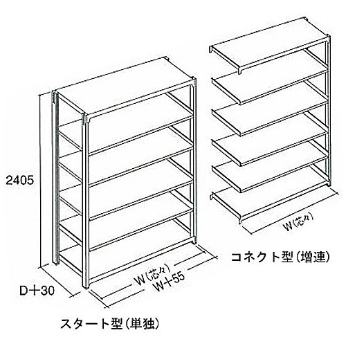 中量ラック・500KG・6段 W1800×D900×H2400 単体 NAMM2469S-6
