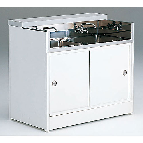 【SHOP Navi店舗什器館】シンク台(2槽・引き戸付) NCVS-D90 W900×D550×H820