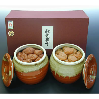 味覚庵 紀州うす塩梅「蜂蜜梅・しそ漬梅」 焼壷入り650g×2個