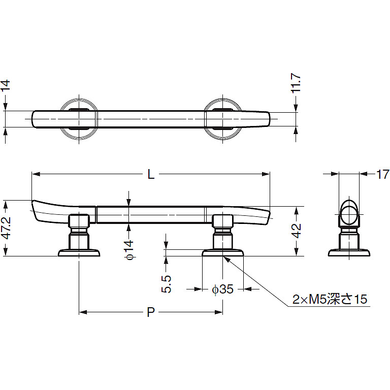 たまづさハンドル ピッチ160mm スガツネ（LAMP印） TMH-160 - 金具 