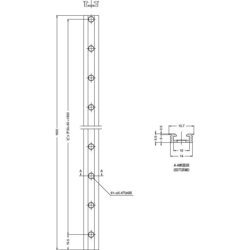 棚柱(ダボレール・ガチャ柱) 高さ1820mm ホワイト スガツネ（LAMP印） SKB1820W 金具・金物通販のKANAGOO