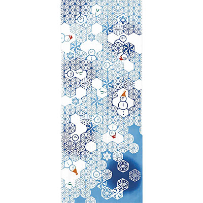気音間(kenema)<手ぬぐい>麻雪だるま(あさゆきだるま)【イベント・クリスマス柄】 宮本 50029