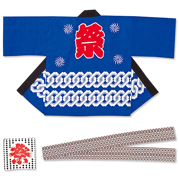 半天・法被＞ 祭袢天(まつりはんてん) くるわ柄 (大人M) 宮本 28036