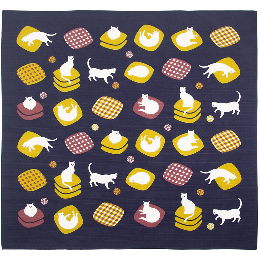 おかみさんの風呂敷 中風呂敷 おざぶ猫 おざぶねこ ねこ柄 宮本 Nunoいろは