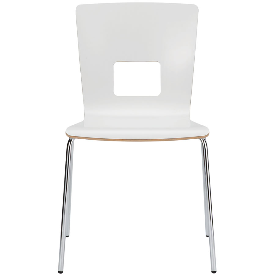 カフェ用シンプルデザインチェア クロームメッキフレーム スタッキング機能付 ホワイト Shop Navi